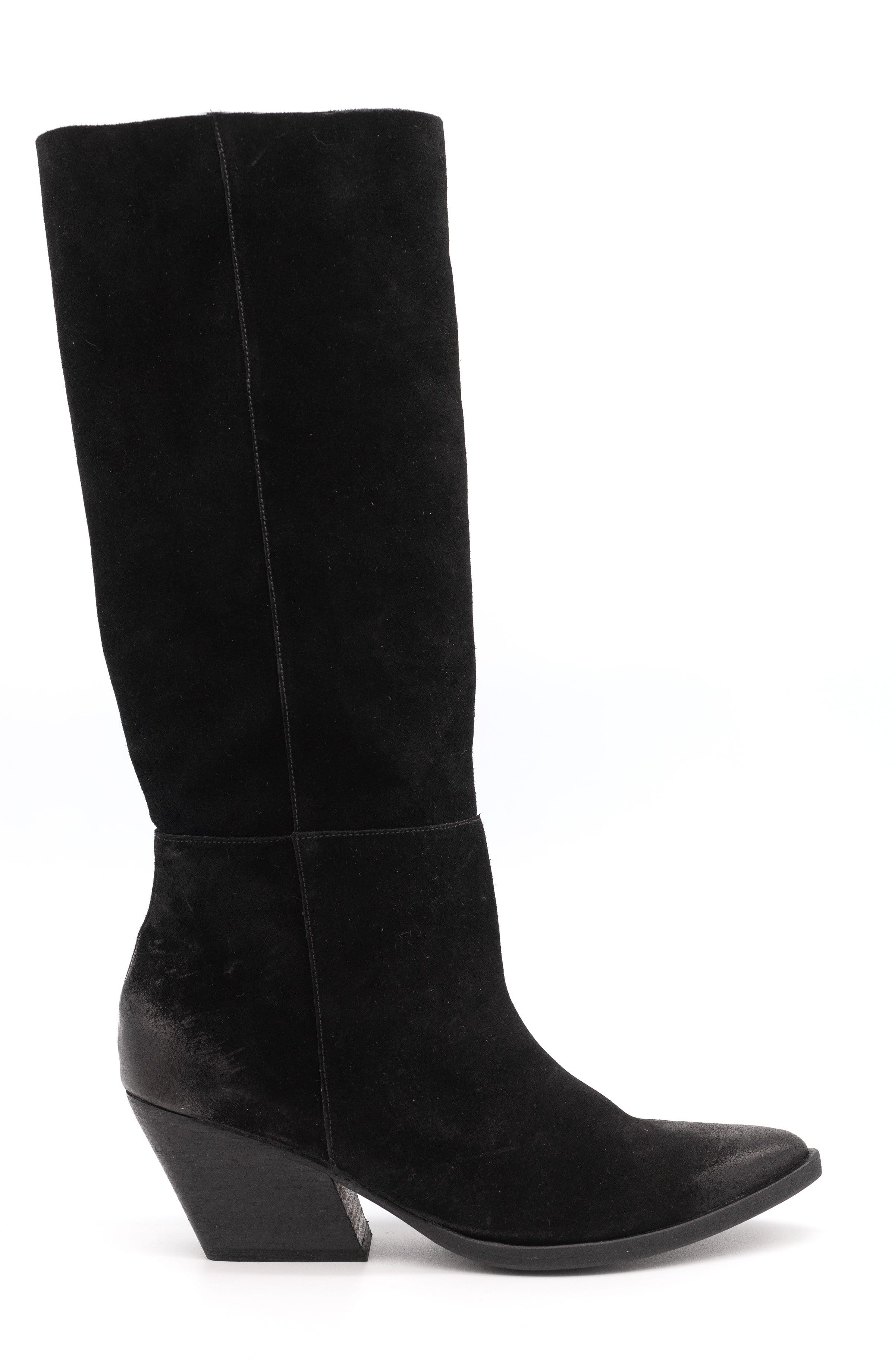 West Black Suede Knee High Western Boot Golo Shoes